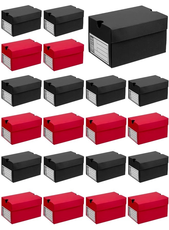 Foxtell 24 Pack Mini Sneaker Boxes for Party Favors 6.1 x 3.9 x 2.5 Inch Mini Shoe Gifts Boxes for Candies Cookies Snacks Sports Small Gift Case with Label for Wedding , Holiday, Birthday Party Favor (Black & Red) - Image 1